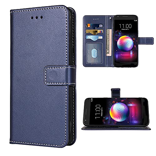 FDCWTSH Compatible with LG LG K30 2018/Premier Pro LTE/Phoenix Plus/Harmony 2/K10/Xpression Wallet Case Wrist Strap Lanyard Leather Flip Cover Card Holder Phone Cases for LGK30 K 30 30K LMX410 Blue