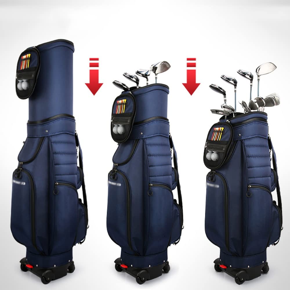 Torba golfowa dla kobiet i mężczyzn, przenośna, wysuwana torba golfowa z 4 kółkami, łatwa do przenoszenia i podróży (Black)