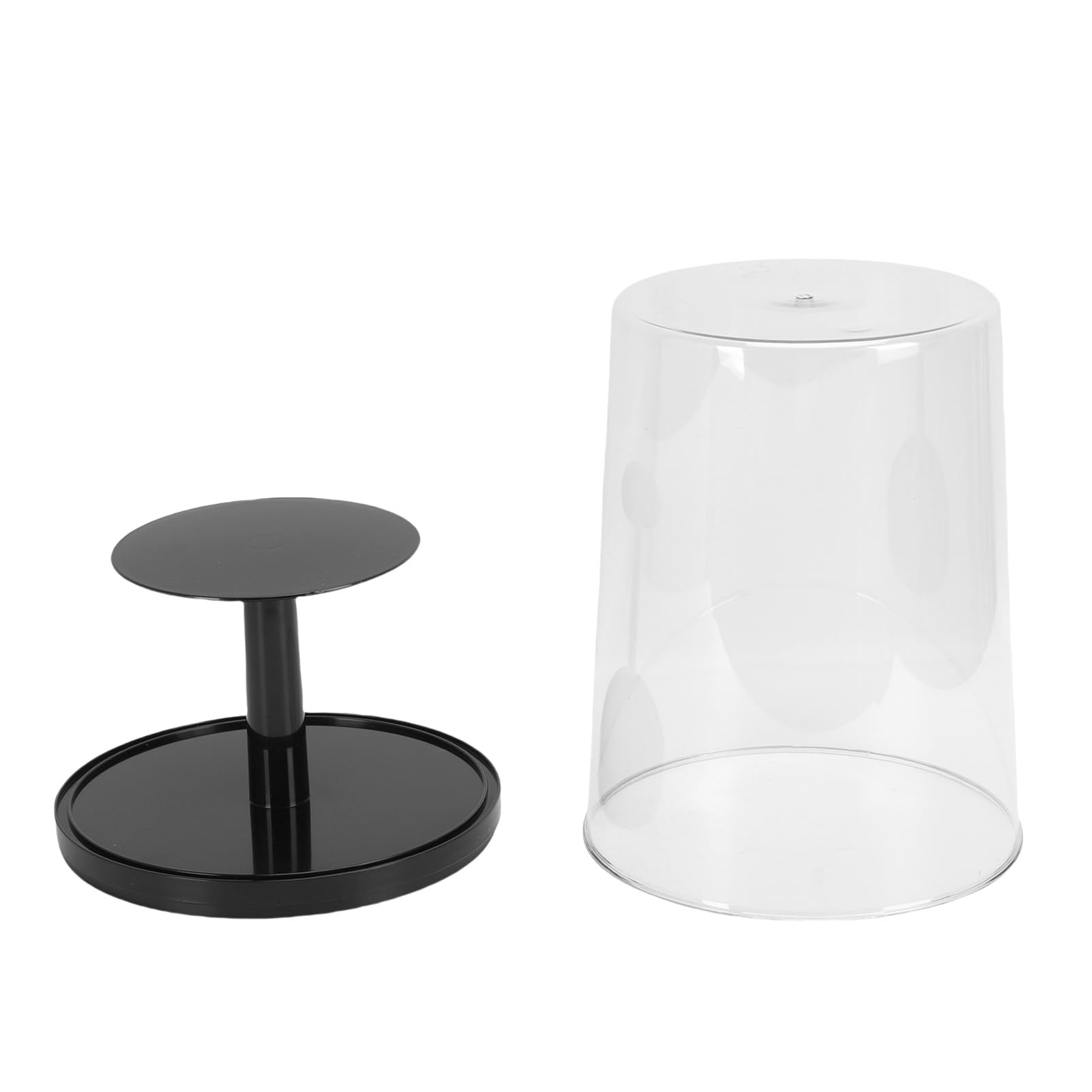 Vitrine rotative transparente à 2 niveaux en noir pour figurines et poupées