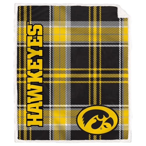 Proformance Home NCAA Iowa Hawkeyes Playmaker Plaid Ultra Cozy Sherpa Throw