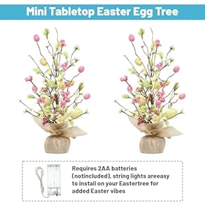 Easter Egg Tree Easter Decorations 18 Inch Lighted Easter Egg Tree Easter Centerpiece Table Decor Gifts and LED Light, for Home Party Wedding Holiday Spring Summer Decoration (B) Easter Egg Tree Easter Decorations 18 Inch Lighted Easter Egg Tree Easter Centerpiece Table Decor Gifts and LED Light for Home Party Wedding Holiday Spring Summer Decoration B