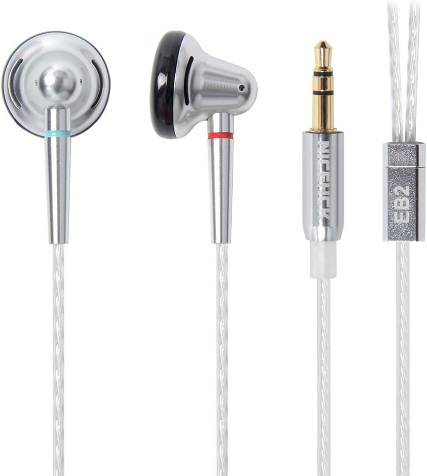 NICEHCK EB2 1DD Earbuds 14.8mm PEK Diaphragm Dynamic Drive Unit Earphone 3.5mm Audio Plug with Sliver Plated Cable HiFi Headset (3.5mm, Sliver)
