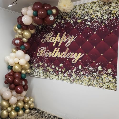 Image of Burgundy and Gold Balloons, 60Pcs Burgundy Maroon Wine Dark Red White Metallic Gold Nude Balloons with Confetti Balloons for Girls Birthday Graduation Bridal Shower Wedding Party Decorations Supplies