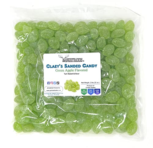 Claeys Green Apple Sanded Candy Drops ~ 2 Lbs ~ Old Fashioned Flavor