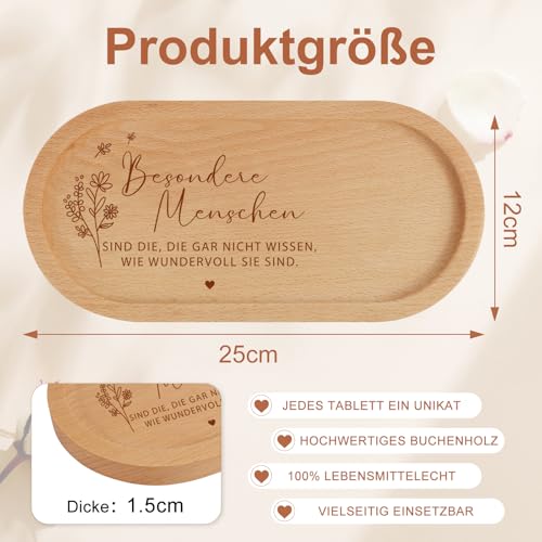 Tablett mit Gravur Besondere Menschen - Holz Deko Tablett Mutmacher Geschenke, Motivationsgeschenke, Muttertagsgeschenk, Geburtstagsgeschenke für Frauen, Mama, Oma, Freundin, Kollegin, Lehrerin