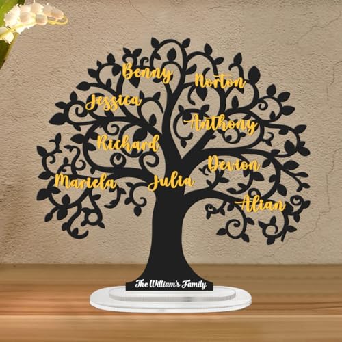 Tableau personnalisé arbre généalogique personnalisable avec 1 à 15 noms en acrylique, arbre de...
