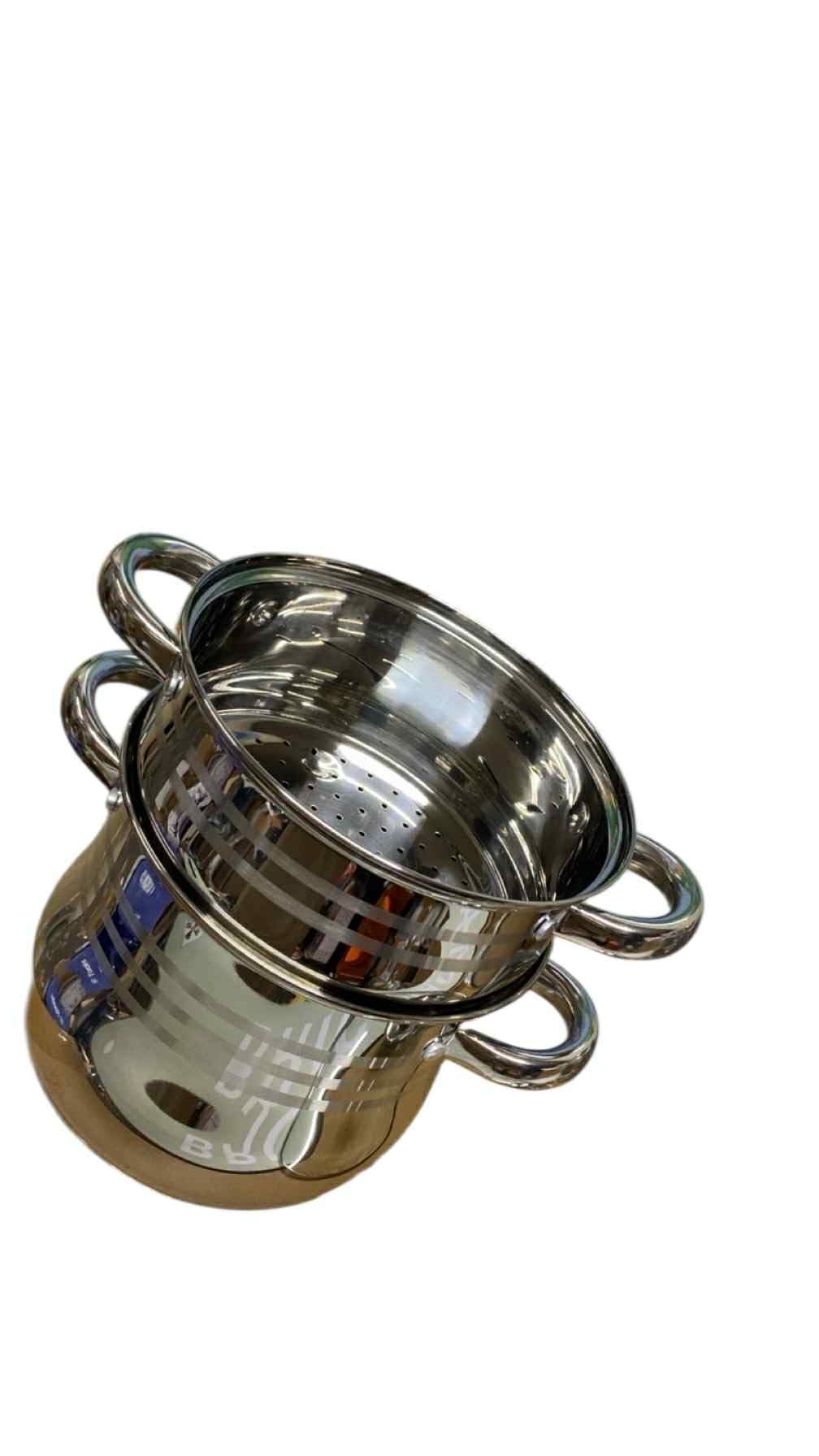 Couscoussier en Acier Inoxydable, 4 Litres, Compatible Tous Feux, Couvercle en Verre