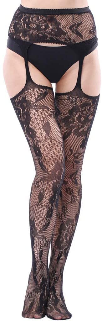 Lot de 2 Bas résille Noirs pour Femme (Taille Unique)