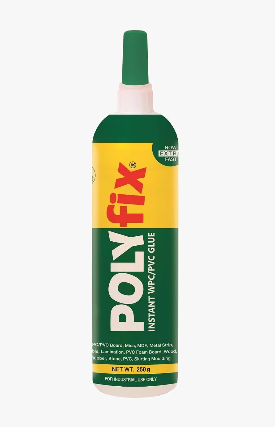 POLYfix Instant WPC/PVC Glue For Wood,Mica,Acrylic Sheets, Ceramics, Stone, WPC/PVC boards, Gypsum,Charcoal Sheet, Korean Sheet, Metal Strip, Stone, Banding Tape etc. (250g)