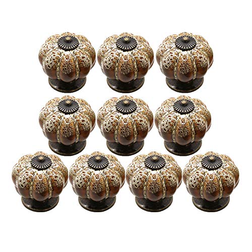 AUGUT 10 Pack Ceramic Cabinet Knobs 40mm Pumpkin Kitchen Cabinet Drawer Furniture Door Handle Pull (White)