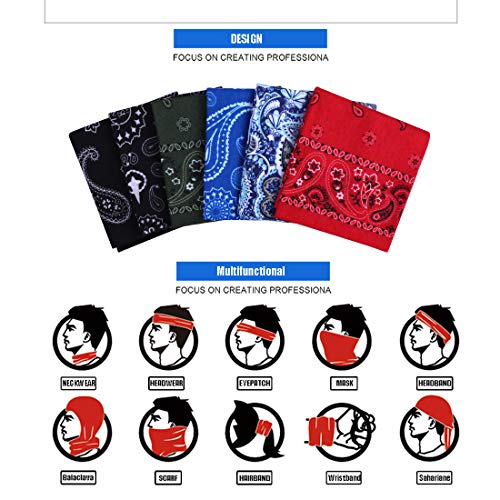 6 Stück Nahtlose Bandanas Multifunktionstuch Schal - Elastiche Multifunktion Stirnband Gaiter Balaclava Gesichtsmaske Kopfbedeckung UV Residenz für Yoga Laufen Wandern Radfahren Motorradfahren