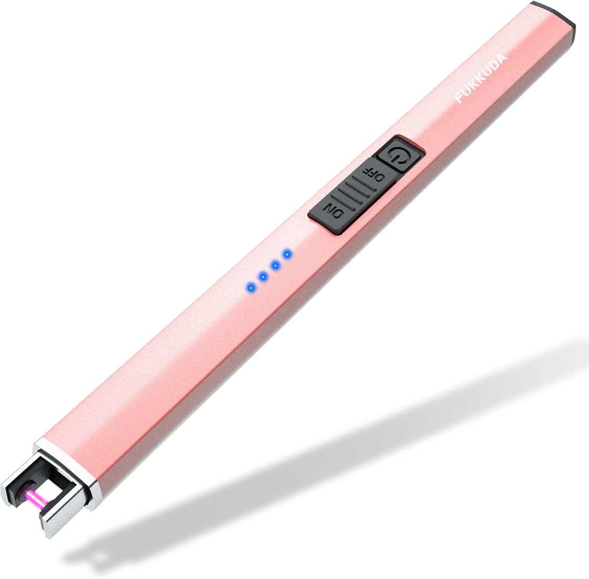 FUKKUDA Electric Candle Lighter with Safety Switch - USB Rechargeable Windproof & Flameless Plasma Arc Lighter for Easter Basket Stuffers (Rose Gold)