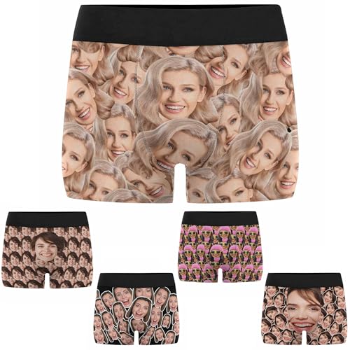 YDQHLQW Custom Face Underwear for Men Personalized Boxers Briefs with Picture for Boyfriend Husband