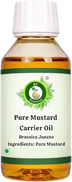 Mustard Oil | Brassica Juncea | for Skin | Hair | Body | Face | Unrefined | Soap Candle Making | Mixing Essential Oils | 100% Pure Natural | Cold Pressed | 100ml | 3.38oz By R V Essential