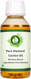 Mustard Oil | Brassica Juncea | for Skin | Hair | Body | Face | Unrefined | Soap Candle Making | Mixing Essential Oils | 100% Pure Natural | Cold Pressed | 100ml | 3.38oz By R V Essential