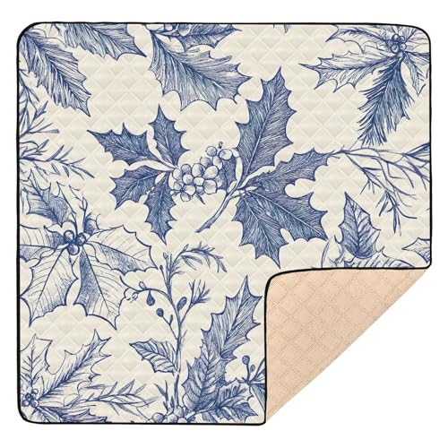 BOESI Graffiti Leaf Pattern Baby Play Mat, 50“ X 50” Washable Folding Crawling Mat, Baby Floor Mat, Soft, Thick, Non-Slip