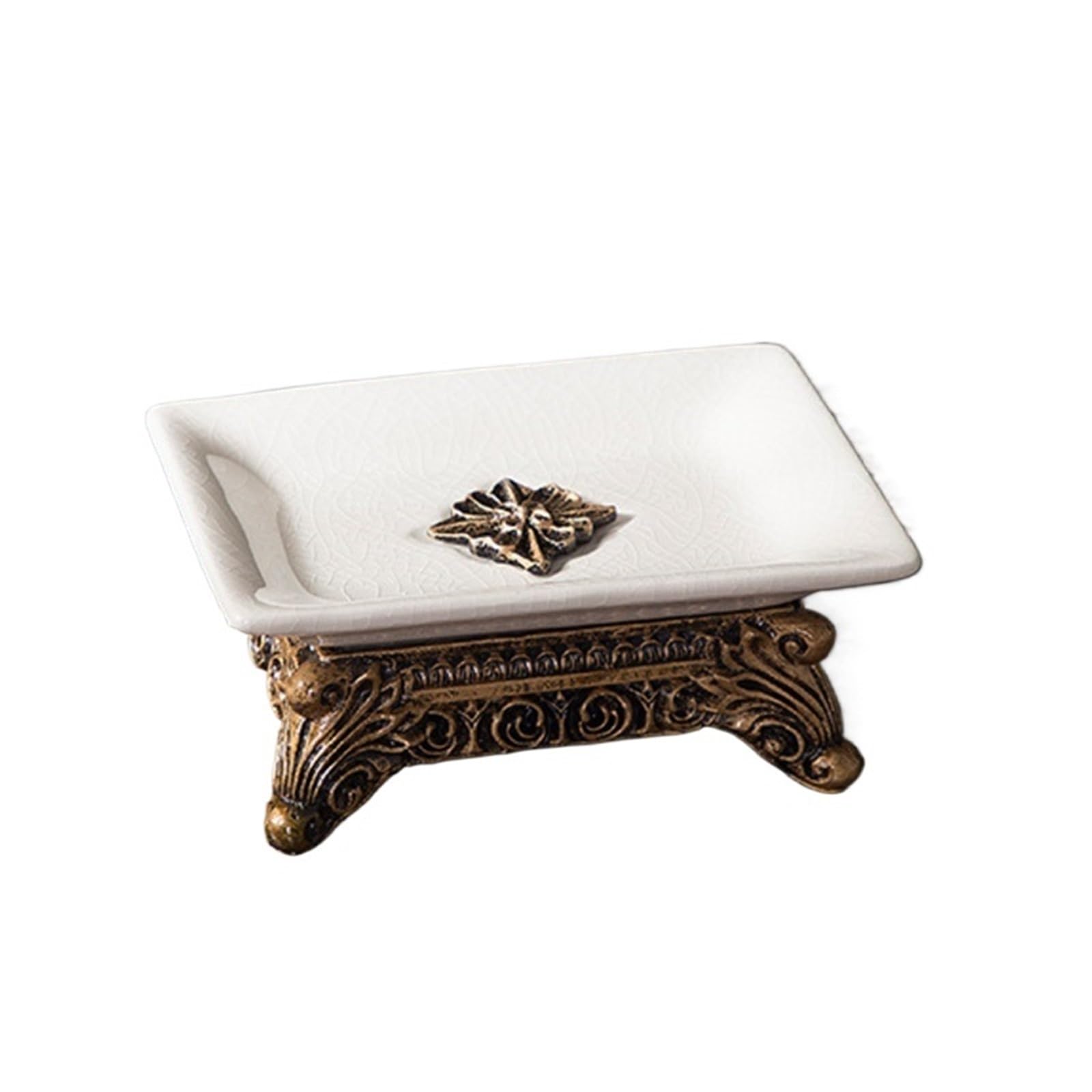 Berührungsloser Seifenspender zur Wandmontage, Seifenspender-Badezimmerset, Badezimmerzubehör, Seifenspender, Seifenschale und Zahnbürstenhalter, Retro-Luxus-Stil(Soap Dish 1)