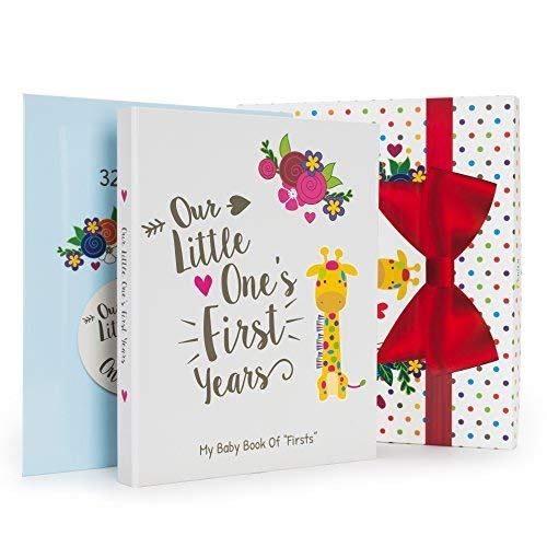 Baby Shower Gift for Boys & Girls: One Baby Memory Book + 12 Monthly Stickers + 20 Holiday Stickers + Keepsake Envelope - Unforgetable Baby Gift Set
