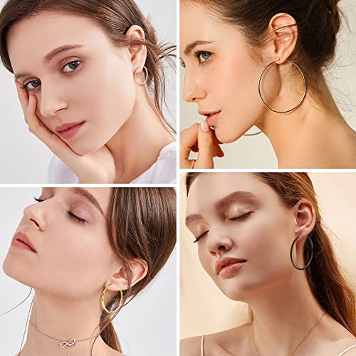 Haiaiso 6 Pairs Clip On Hoop Earrings For Women Fake Hoop Earrings Spring Hoop Earrings Set For Non-Pierced Ears Jewelry 6 Sizes(Rose Gold) #TOP6