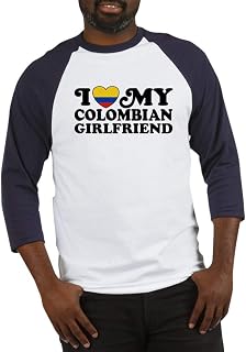 CafePress I Love My Colombian Girlfriend Baseball Jersey Cotton Baseball Jersey, 3/4 Raglan Sleeve Shirt Blue/White