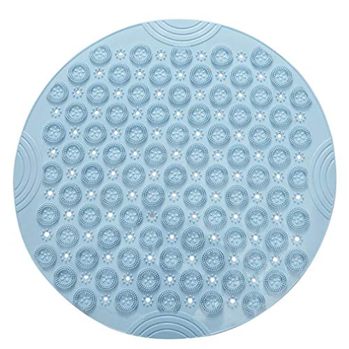 Jixing - Alfombra de baño Redonda de PVC Antideslizante para el Suelo de la Ducha, PVC, Azul, 55 cm