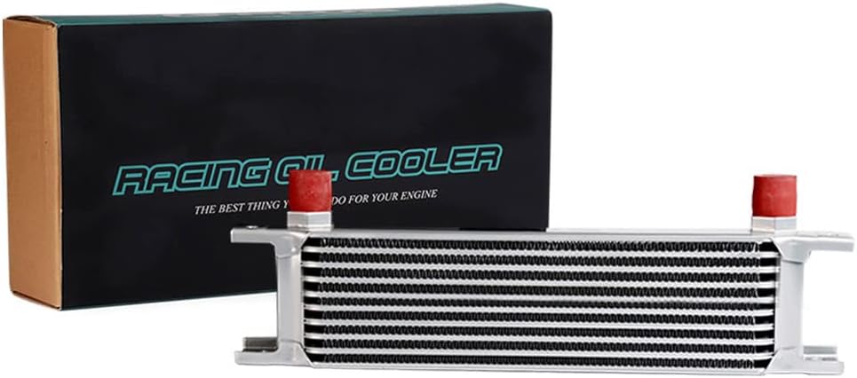 PIT66 Universal Aluminum Engine Transmission Oil Cooler Compatible with British Model Silver 10 Row