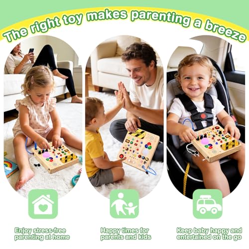 Image of Grarain Busy Board for Toddlers - Montessori Educational Toy for 1-3 Year Old Boys & Girls | Travel-Friendly Sensory Learning Activity | Ideal for Kids with Autism(Busy Board v4)