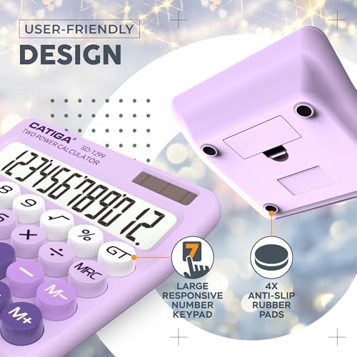 image for CATIGA Mechanical Switch Calculator with Solar and Battery Dual Power,