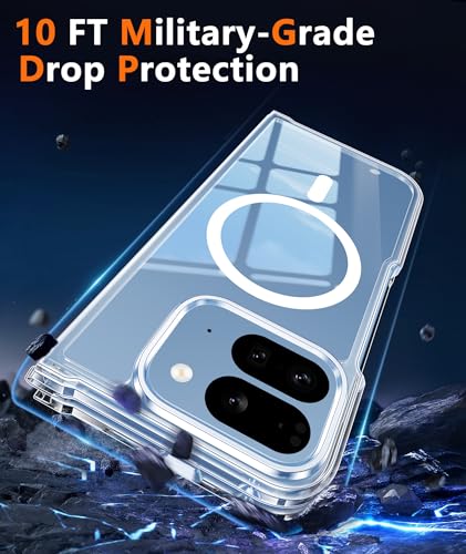 Image of FNTCASE for Google Pixel 10-Pro-Fold Case: Magnetic Clear Military Grade Shockproof Anti Yellowing Slim Phone Cover, Protective Rugged Case for Pixel 10 Pro Fold, Clear
