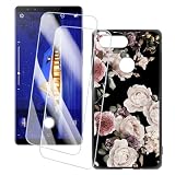 OAGELIM 2er Pack Bildschirm Schutzfolie + Hülle Kompatibel mit ZTE Nubia Z17S (5.73 Zoll) Künstlerisch Bedruckte Hülle & Gehärtetes Glas Kratzfest (Blumen)