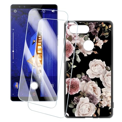 OAGELIM 2er Pack Bildschirm Schutzfolie + Hülle Kompatibel mit ZTE Nubia Z17S (5.73 Zoll) Künstlerisch Bedruckte Hülle & Gehärtetes Glas Kratzfest (Blumen)