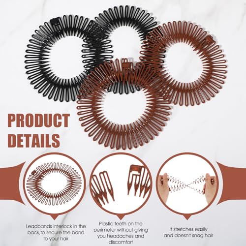 Apausvcm 9 Stück Full Circle Dehnbarer Kamm 2 Farben Kamm Flexibler Kunststoff Voll Kreisförmig Stretch Haarkamm Full Circular Stretch Hair Kamms Stirnband Haarbandhalter Haarschmuck für Frauen