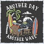 Salty Bones Another Day Another Wave Surfer Graphic T-Shirt, Classic Fit, Printed in USA - Image 3