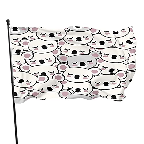 Koala Faces Garden Flag 0,9 x 1,5 m blanc gris mignon koala ours têtes animal de la forêt Australie décoration extérieure porche jardin drapeau bannière avec œillets Cover