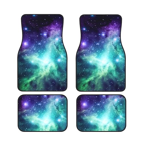 Tapis de voiture universel galaxie pour femme, tapis de sol auto de couleur vert bleu et violet