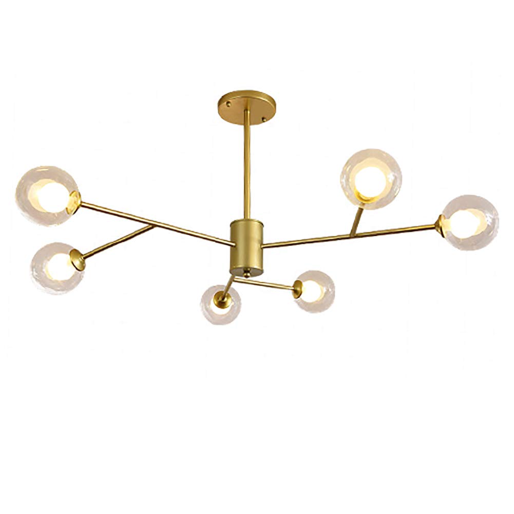 CSXSXAUO Sputnik Chandelier,Creativity Ball in Lampshade Hanging Lamp Mid Century Chandelier Modern Industrial Ceiling Light Fixture Bronze Finish Pendant Golden 6 Lights Vision