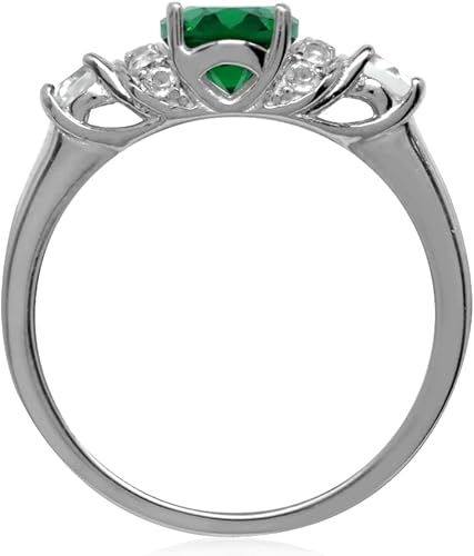 Vista 3 de Silvershake Anillo de plata de ley 925 chapada en oro blanco con piedras preciosas auténticas, para mano derecha o para vestir