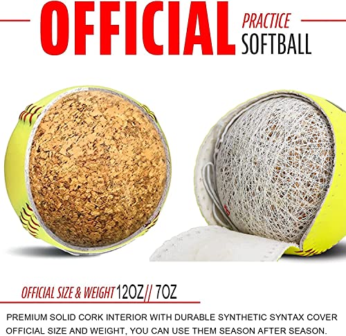 La Peky- 6 Pack Sports Practice Softballs 12 Inch Slow Pitch Official Size And Weight Unmarked Autograph Softball Training Ball For Games, Soft Toss, Batting, Hitting, Pitching (Packs Of 6 Green) #TOP4