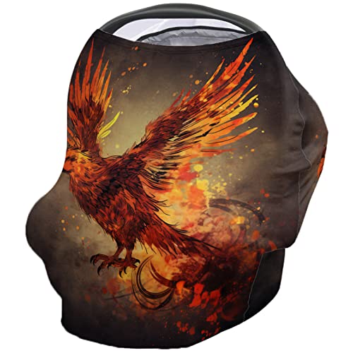 Nursing Cover for Breastfeeding Scarf, Wings Claws Feathers Birds Flames Baby Car Covers Super Soft Multi Use for Canopy Shopping Cart Cover Blanket Stroller Cover