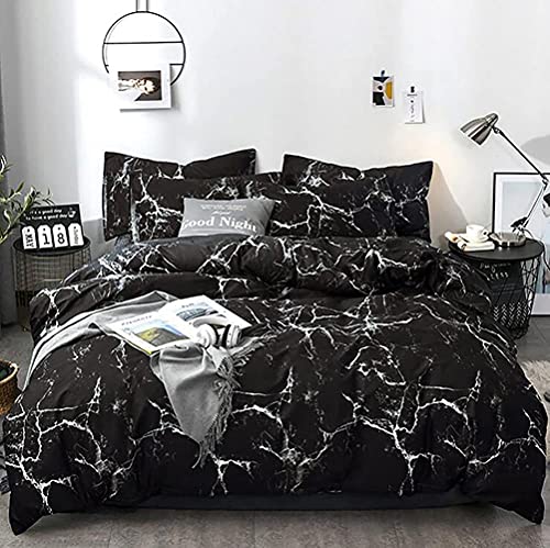 Karever Black Marble Comforter Set - King Size, Lightweight, Soft, Breathable, Durable Bedding Set for Women & Men