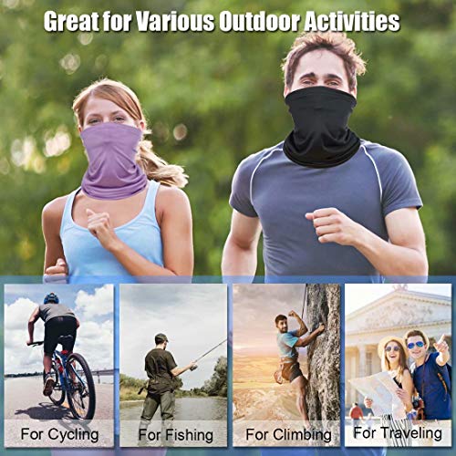 [Pacote com 6] Pulseira unissex com proteção solar UV para o rosto, tecido reutilizável, meia máscar