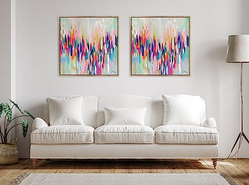 Kate and Laurel Sylvie Brushstroke 154 Framed Canvas Wall Art by Jessi Raulet of Ettavee, 30x30 Gold, Modern Abstract Colorful Fun Art for Wall by Kate and Laurel - Image 2