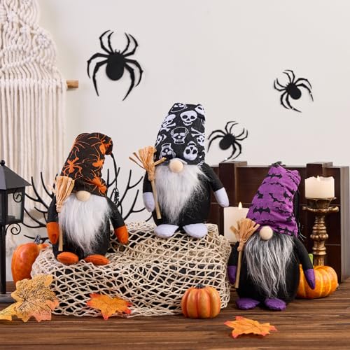 Dllesifvn Halloween Gnome Decorations Tomte Plush Elf Doll Adorable Gnome for Halloween Party Home and Office Decor Plush Party Table Ornament (3)