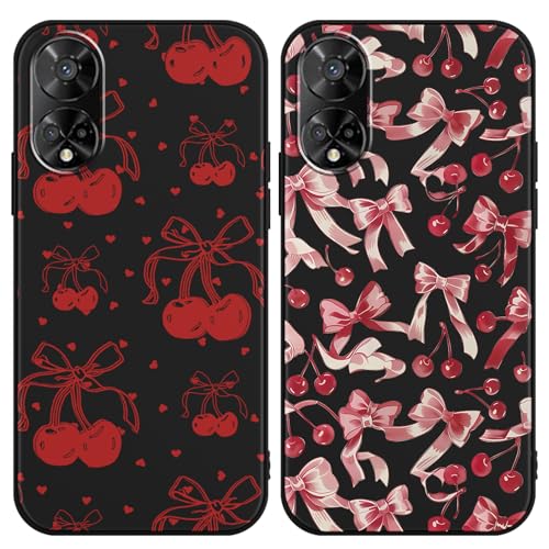 Coque antichoc TCL 50 XE 5G souple motif cerise rouge lot de 2 protections ajustées