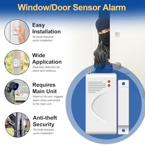 WiFi Security Alarm System Kit-Wireless 120db Loud Weatherproof Siren Horn with Remote Control& Door Contact Sensor&Motion Sensor Alarm Home Hotel Garage Shop Burglar Alarm System - Image 3