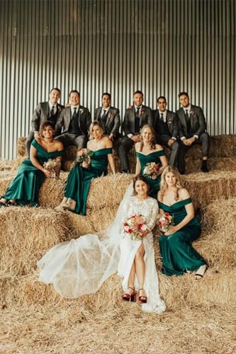 Off Shoulder Mermaid Bridesmaid Dresses for Wedding Satin Formal Evening Gowns Bodycon Prom Dress with Train4