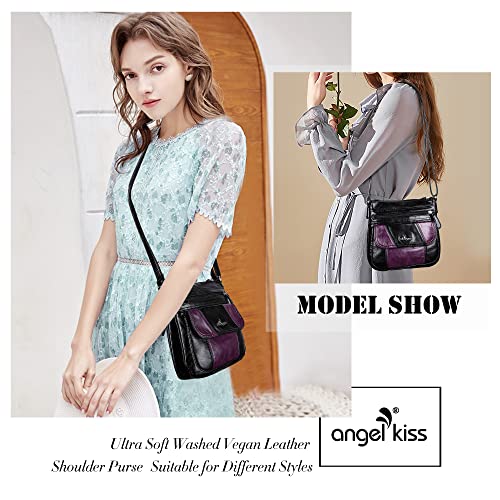 Image of Angelkiss Small Womens Crossbody Bag Leather Shoulder Purse for Women Hobo Bag with Adjustable Shoulder Strap