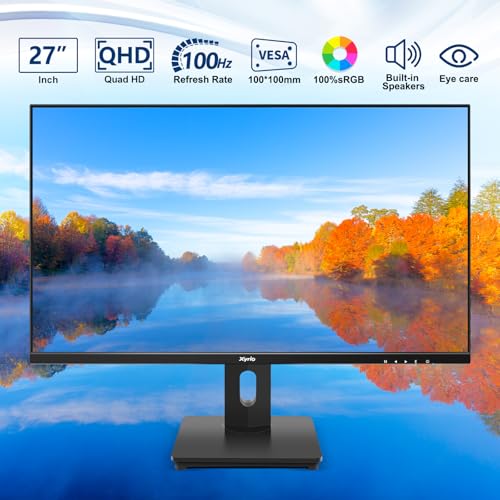 Image of Touch Screen Monitor, Touchscreen Monitor 27'' QHD 2560x1440 100Hz, Touch Screen Monitors w / 10-Point Touch, Built-in Speakers, Type C, VESA, Stylus Pen, Perfect for Bar, Gym, Business, Black