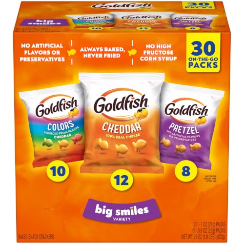 Goldfish Crackers Big Smiles Variety Pack with Cheddar, Colors, a...