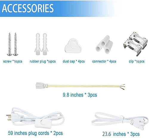 Miniatura 4 de SHOPLED Luz LED de tienda de 8 pies, 72 W, 9360 lúmenes, 6000 K, luz blanca fría, tubo de luces LED T8 de doble fila, luces LED de 8 pies para